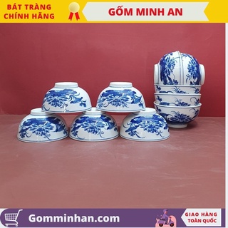 Bát cơm thờ men trắng vẽ hoa sen cao cấp- gốm sứ bát tràng- gốm minh an