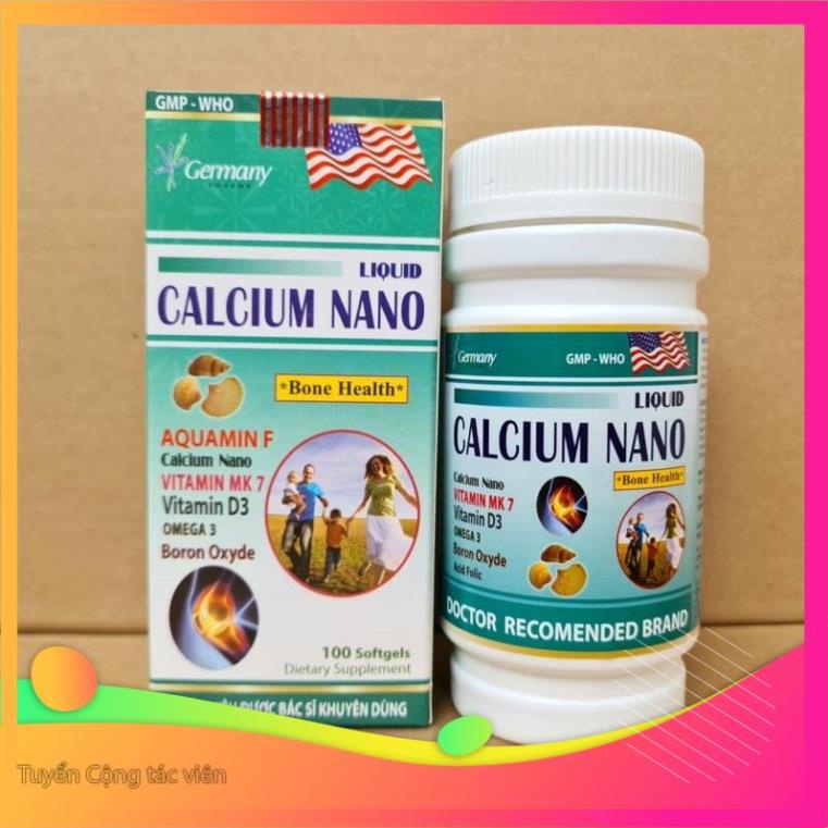 Viên Bổ sung canxi, chống còi xương, loãng xương Hộp 100 viên Liquid Calcium Nano canxi nano