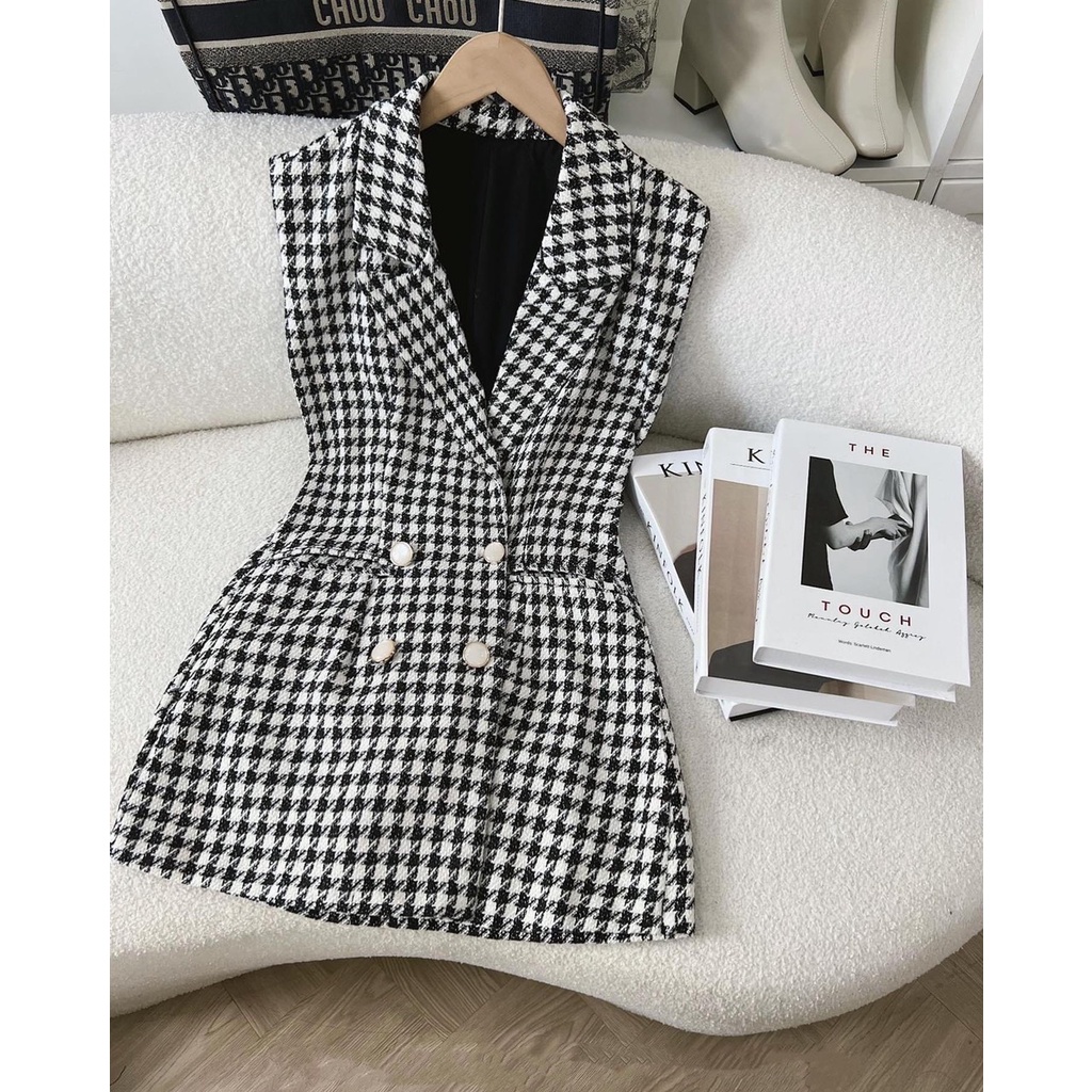 ZUKY Vest đầm TWEED may 2 lớp ôm tôn dáng