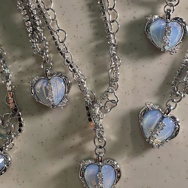 Vòng cổ Nhiều Lớp Mặt Trái Tim Đính Đá Zircon Thời Trang Cho Nữ