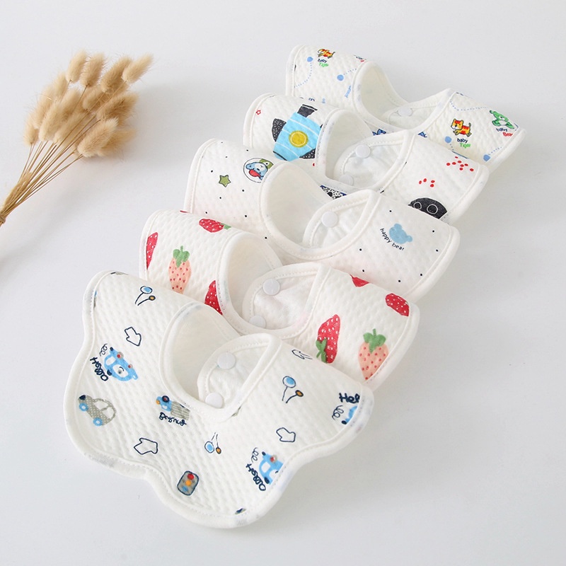 Yếm xoay 360 cho bé chất cotton mềm mịn có lớp chống thấm và cúc bấm chắc chắn - Y3