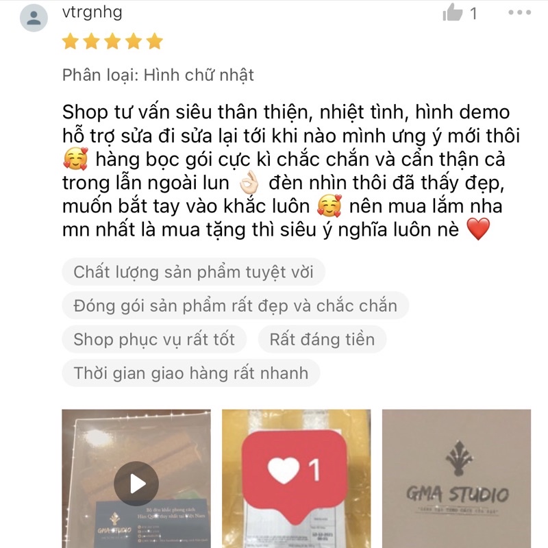Đèn ngủ tự khắc theo yêu cầu GMA Studio