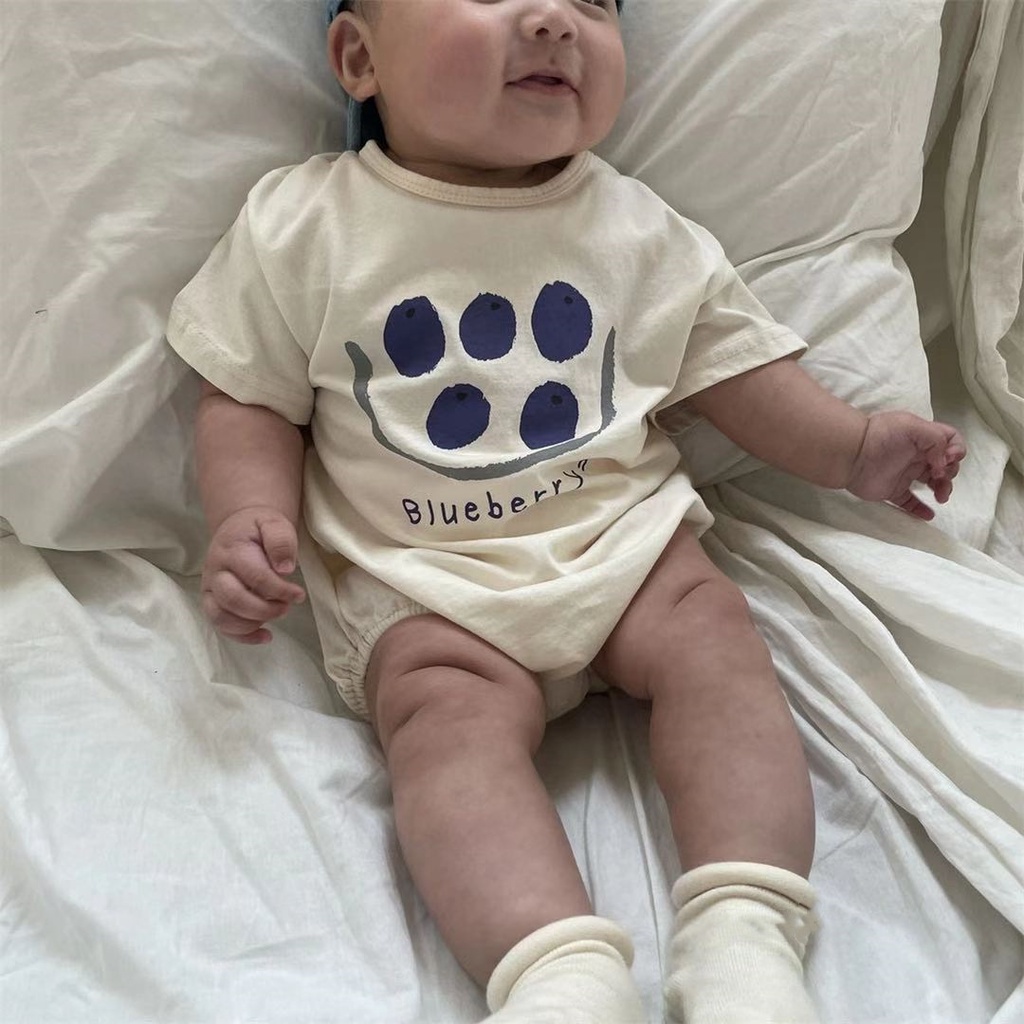 Áo Liền Quần Ngắn Tay In Hình Trái Cây Cho Bé Sơ Sinh