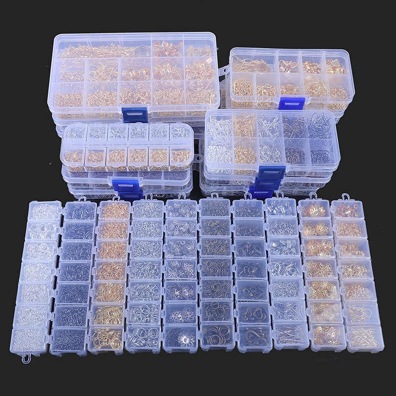Hộp nguyên liệu vòng nối/ hạt xỏ lỗ hỗn hợp dùng làm đồ trang sức