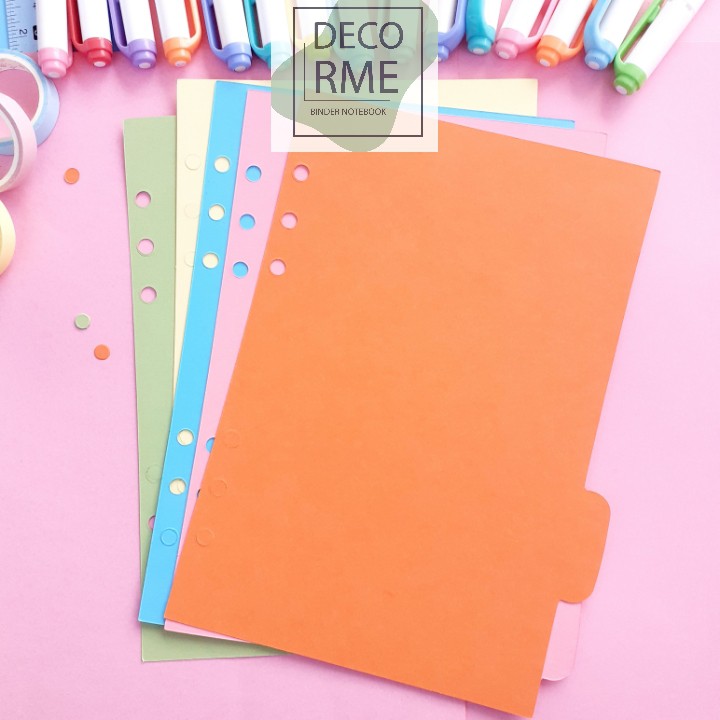 Set 5 bìa phân trang khổ A4 B5 A5 giấy màu sổ còng sổ planner bullet journal DECORME