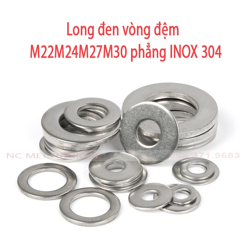 Long đen vòng đệm M22M24M27M30 phẳng INOX 304
