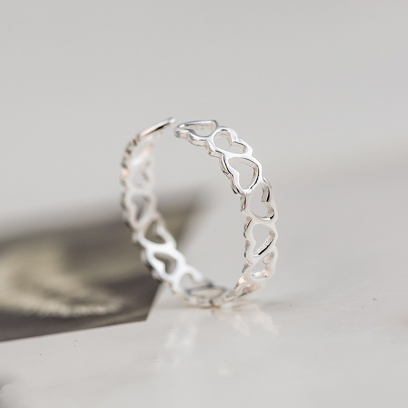 Nhẫn hình trái tim bạc nguyên chất 925 thời trang - Trang sức bạc 925 cao cấp Hàn Quốc