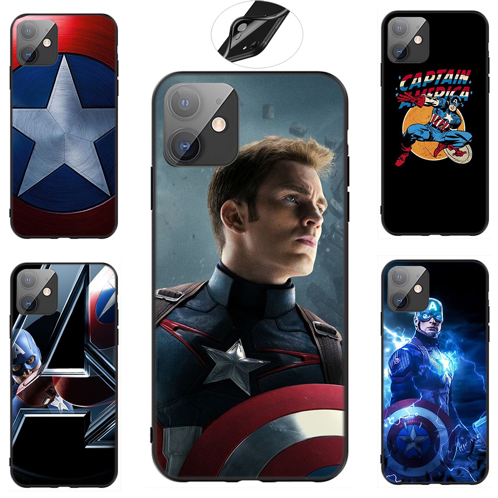 Ốp lưng silicon họa tiết Captain America cho iPhone XR X Xs Max 7 8 6s 6 Plus 7+ 8+ 5 5s SE 2020