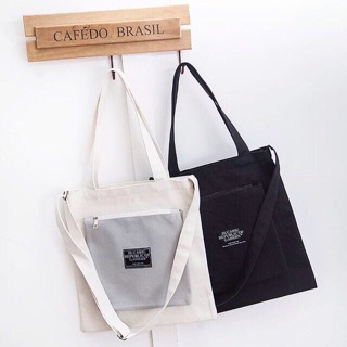 Túi Vải Tote Chữ Living Đeo Vai Có Dậy Phụ Đeo Chéo Có Nhiều Ngăn, Miệng Túi Có Khoá Kéo Có Ngăn Phụ Bên Trong Mơ House