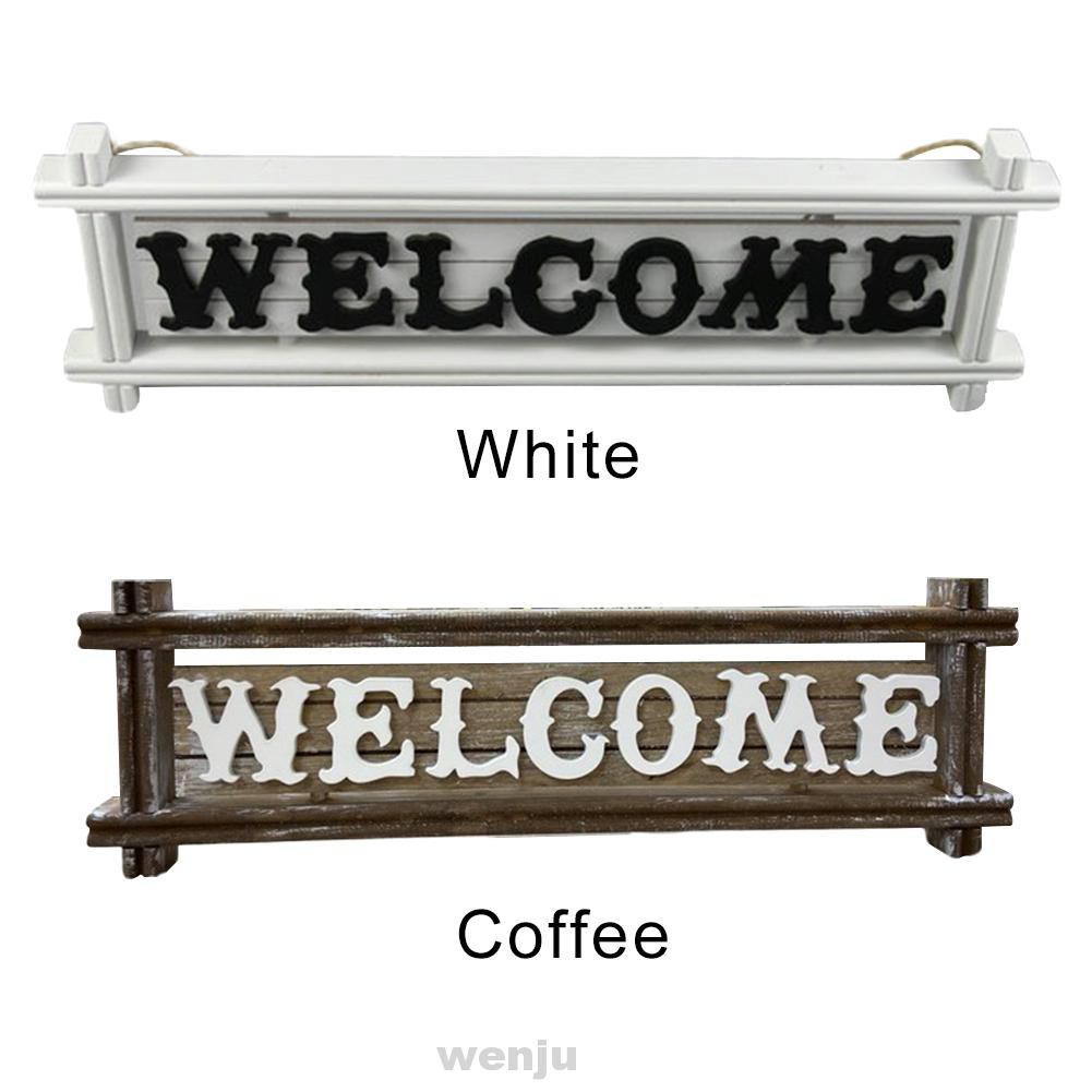 Carved Vintage Rectangular Cafe Wooden Craft Door Decoration Welcome Letters Board Hanger Plaque Pendant