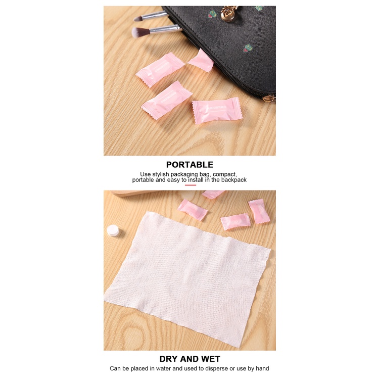 (HCM) Set 5 Khăn Giấy Nén Viên Kẹo - Khăn Khô Du Lịch 1 Lần Tiện Lợi Khăn Lau Mặt Cotton Siêu Thấm Hút Tiện Bỏ Túi
