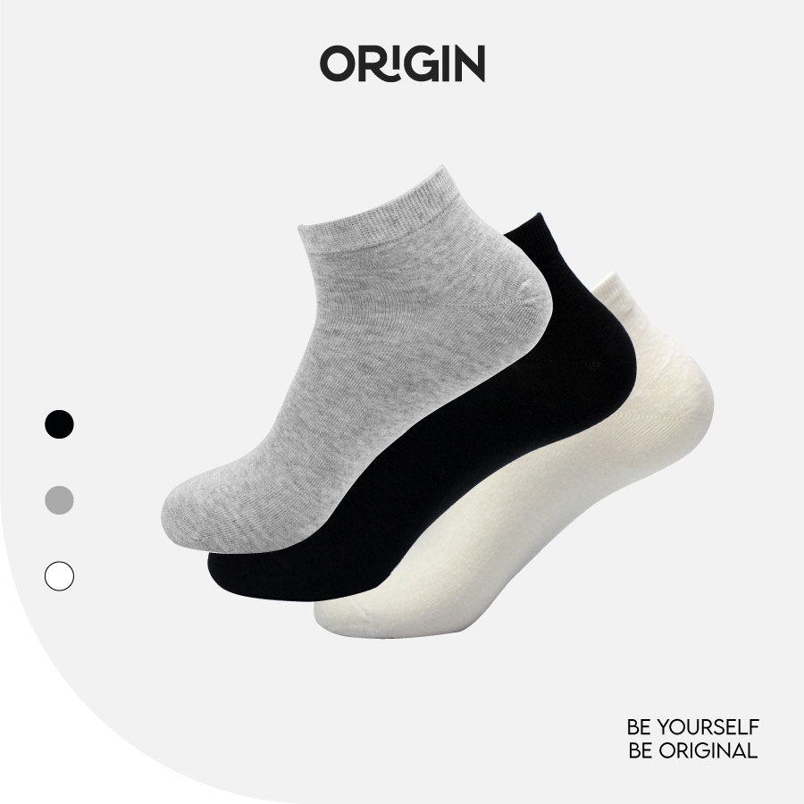 Tất nam cổ ngắn ORIGIN chất liệu cotton thoáng khí, kháng khuẩn, chống mùi, 3 màu basic