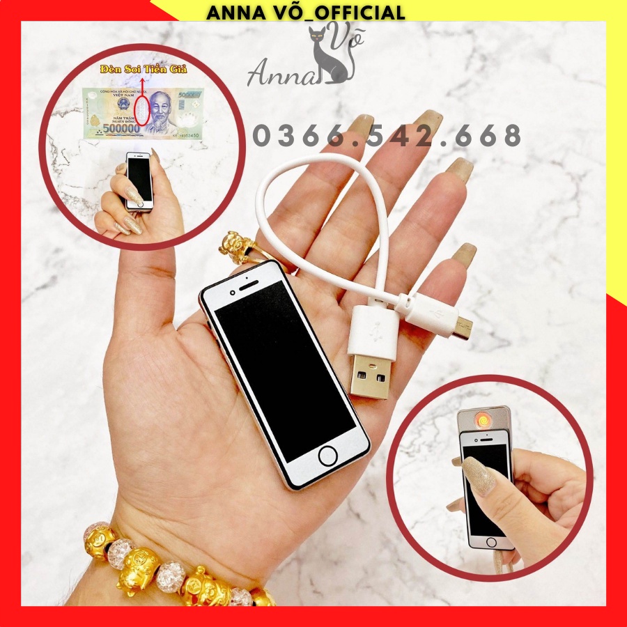 Hột-𝙌𝙪𝙚̣𝙩-𝘽𝙖̣̂𝙩-𝙇𝙪̛̉𝙖 ĐIỆN hình Iphone mini 2 đèn 2in1 độc lạ - ANNA VÕ EL06-TD