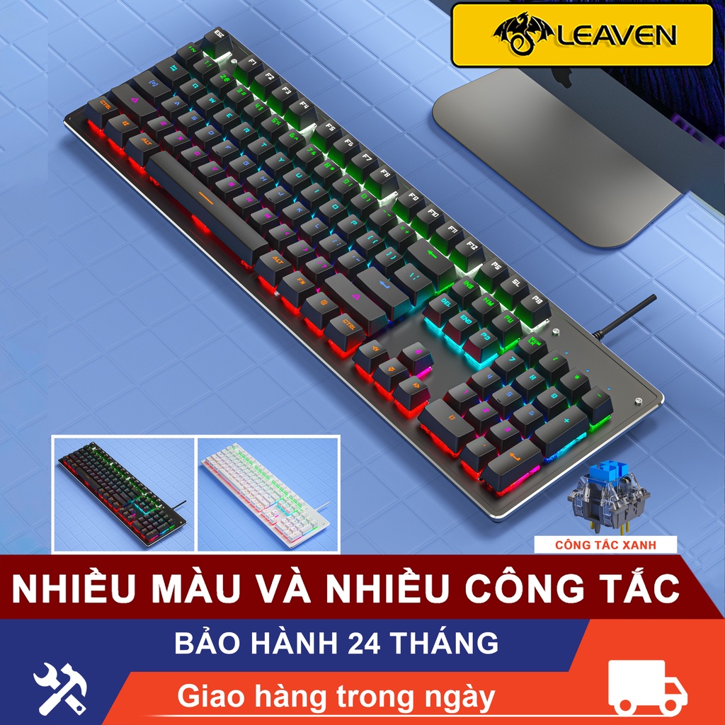 Bàn phím máy tính  rgb led K880 LEAVEN Giao hàng  24 giờ 104 phím bàn phím cơ gaming có dây