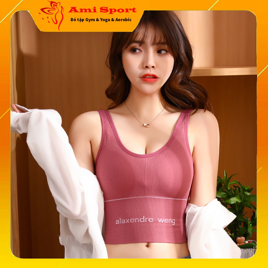 Đồ tập gym nữ ngắn, áo bra croptop ôm body co giãn thấm hút mồ hôi Free Size A03