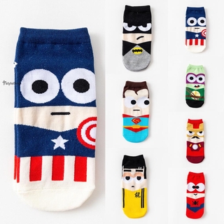 Cartoon Super Hero Printing Socks  Women Men Unisex Sock Ankle Cotton Sports