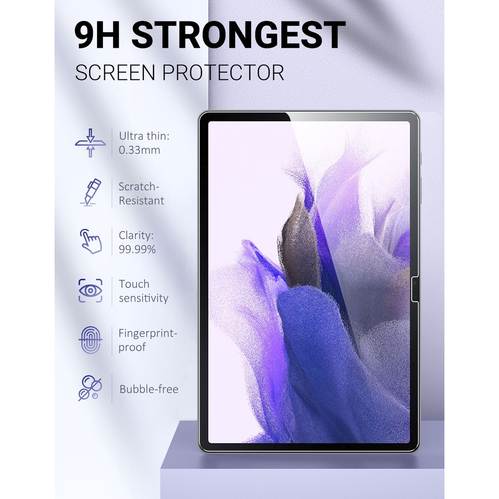 Set 2 Kính Cường Lực Bảo Vệ Màn Hình Samsung Galaxy Tab S7 Fe 12.4-inch 2021  / Tab S7 & S8 Plus 2020 / Pack  9h