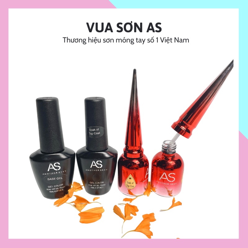 Base top sơn gel AS sơn móng tay gel dùng máy hơ gel phụ kiện nail VUA SƠN AS 15ml