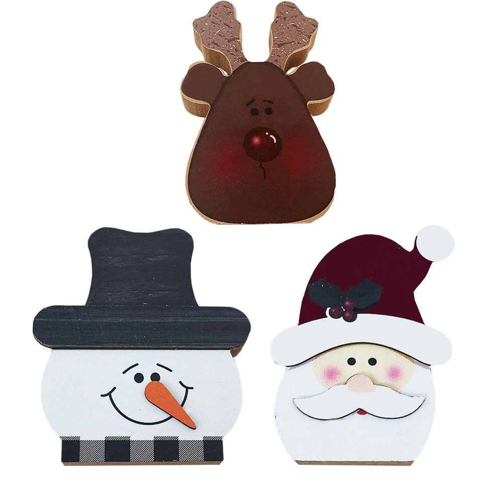 FOREVER Bộ 3 Món Đồ Trang Trí Bằng Gỗ Hình Người Tuyết Dễ Thương
