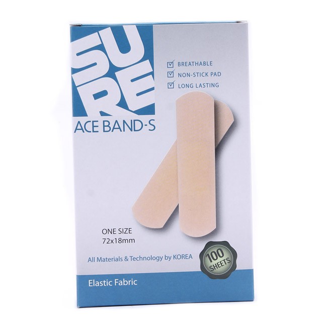 Băng keo cá nhân vải y tế ACE Bandage-S loại 100 miếng/hộp