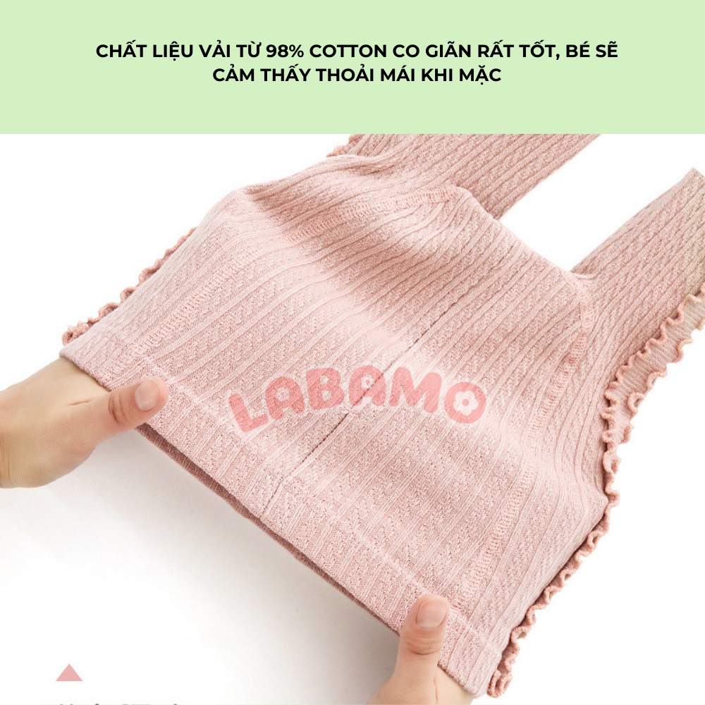 Quần tất legging không bàn cho bé từ 0-3 tuổi có bèo nhún đáng yêu, chất liệu len dày dặn siêu ấm LABAMO