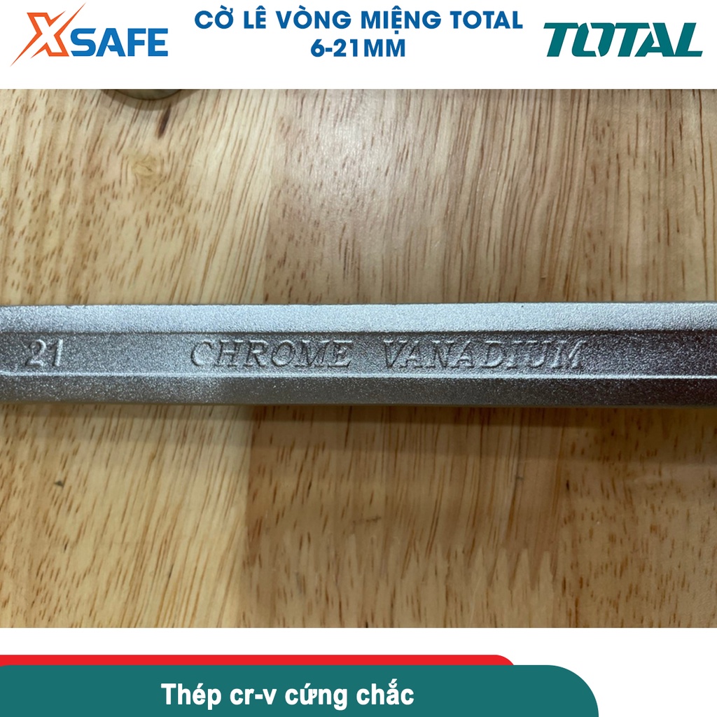 Cờ lê vòng miệng TOTAL 22-38mm, thép cr-v cứng rắn bền bỉ không cong vênh, chống chịu lực và nhiệt tốt - chính hãng
