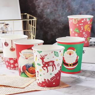 Set 10 cốc giấy 250ml trang trí tiệc giáng sinh chỉ dùng một lần