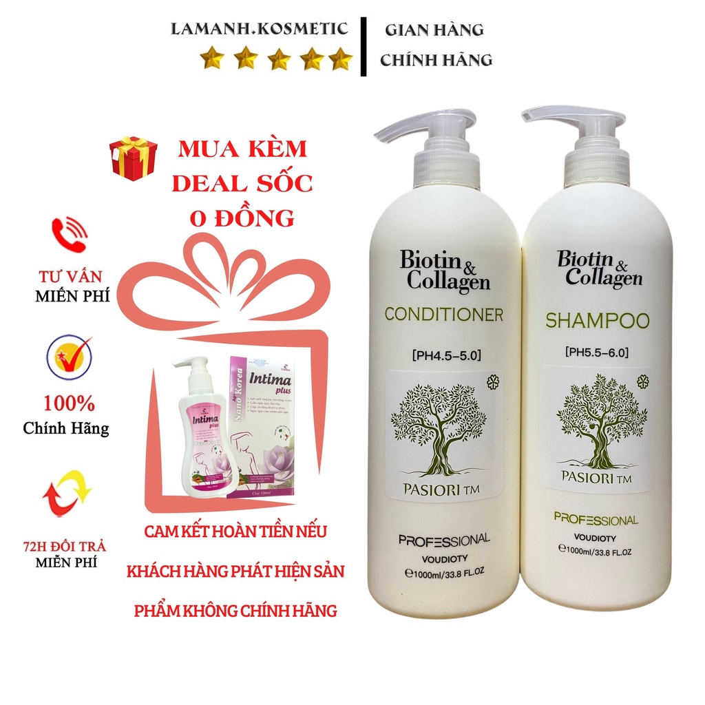 Dầu gội biotin &amp; collagen, kích thích mọc tóc chống rụng tóc, dầu gội biotin cặp 500ml – 1000ml  hàng chính hãng