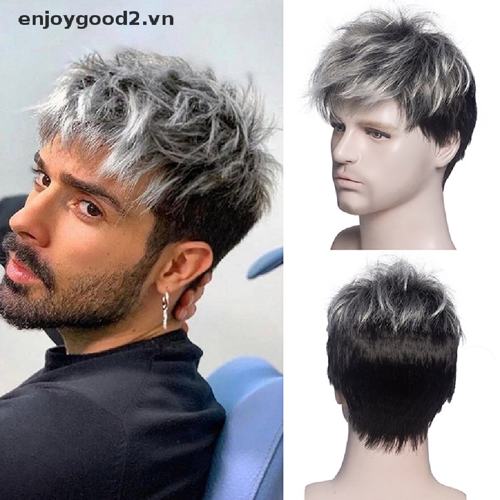 Bộ Tóc Giả Ngắn Xoăn Màu Nâu Đậm Thời Trang