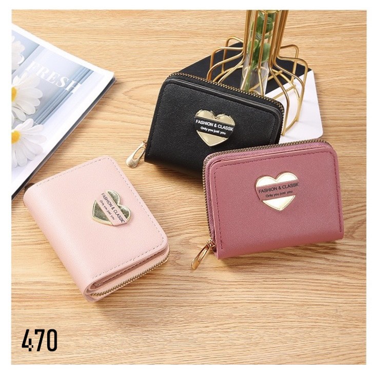 [Mã FAMARAL2 giảm 10K đơn 50K]VÍ NGẮN NỮ CẦM TAY SIÊU CẤP 470 TRÁI TIM FASHION CLASSIC SIÊU DỄ THƯƠNG