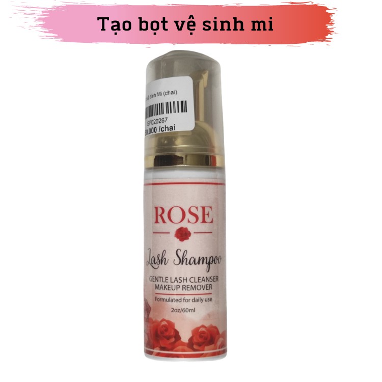 Tạo bọt vệ sinh mi,làm sạch mi trước khi nối Lash shampoo rose 60ML