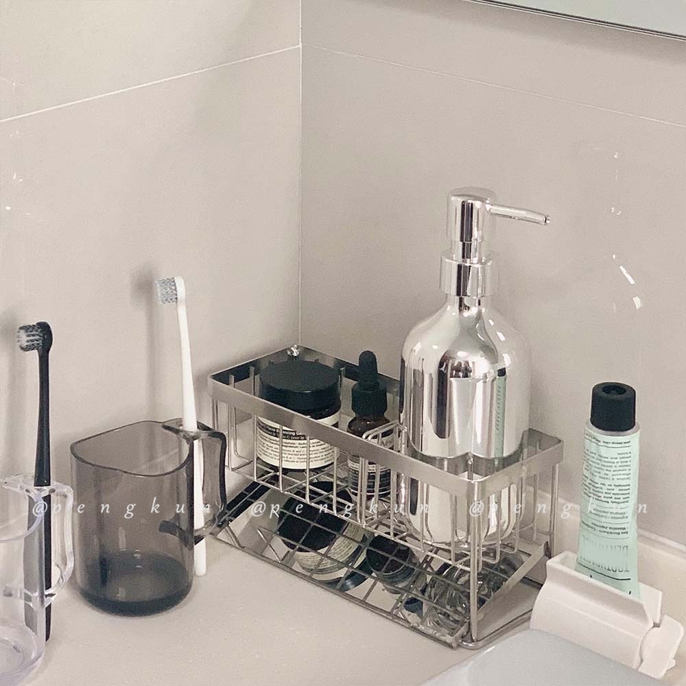 Bình xịt nước rửa tay bằng nhựa mạ điện màu bạc đơn giản phong cách Ins Bắc Âu cho phòng tắm