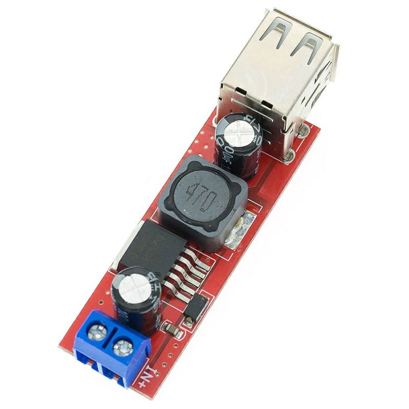 Module hạ áp 9V, 12V, 24V, 36V sang 5v - 3A chế sạc điện thoại cho máy cày, máy xúc, xe tăng