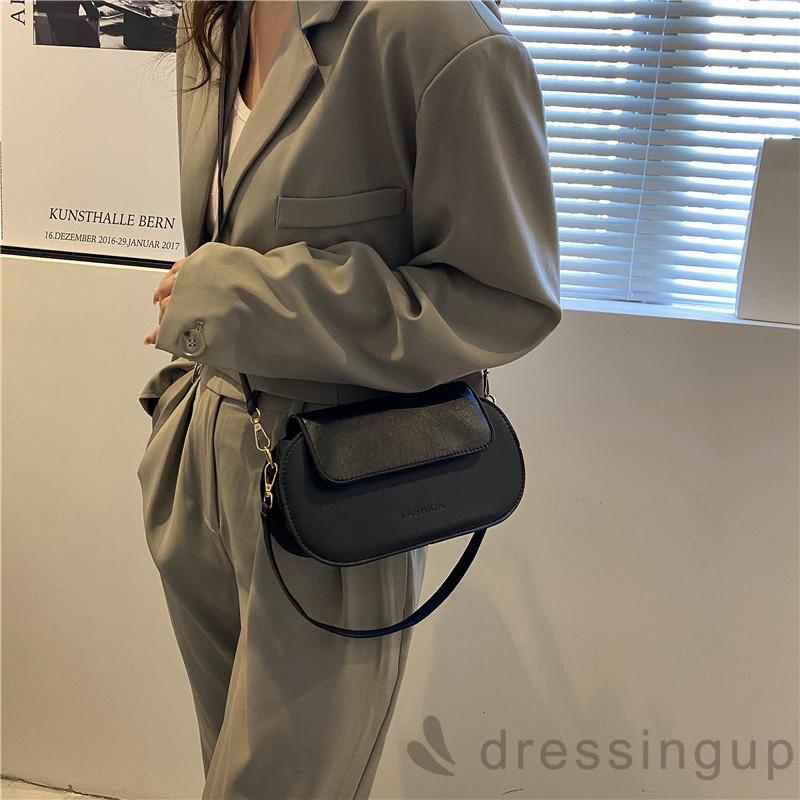 DRE-Women´s Crossbody Bag,Letter Embossed Magnetic Buckle Zip Closure Large Capacity Leather Crossbody Bag