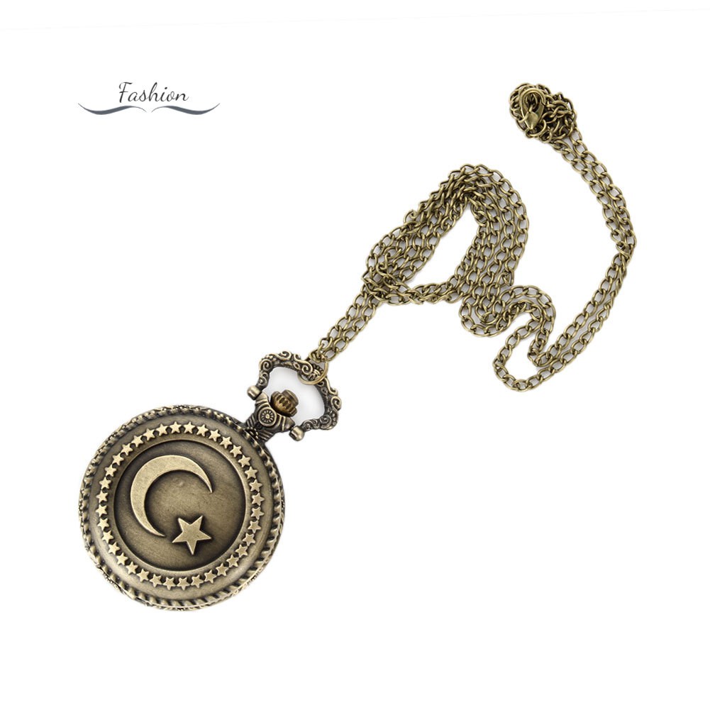 Đồng hồ bỏ túi hình mặt trăng và ngôi sao phong cách cổ điển