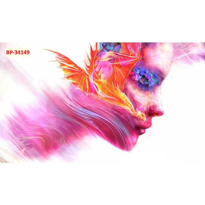 Tranh dán tường 3d hình cô gái trang trí tiệm nail,mi,spa,tóc,nhà hàng...