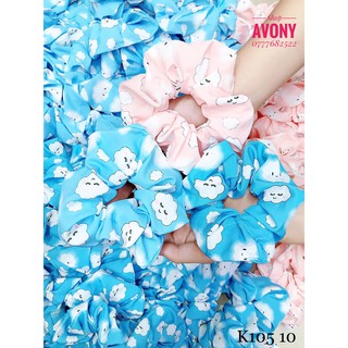 Cột tóc vải scrunchies hoạ tiết mây
