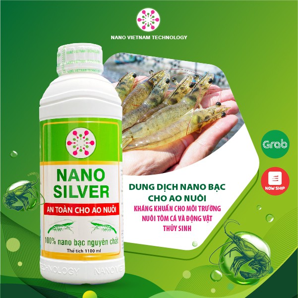 Nano silver 100% nguyên chất nano bạc Nano Vietnam Tech cho tôm, cá và động vật thủy sinh 1100ML