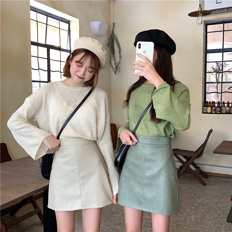 Xiaozhainv Chân váy ngắn lưng cao phong cách Hàn Quốc