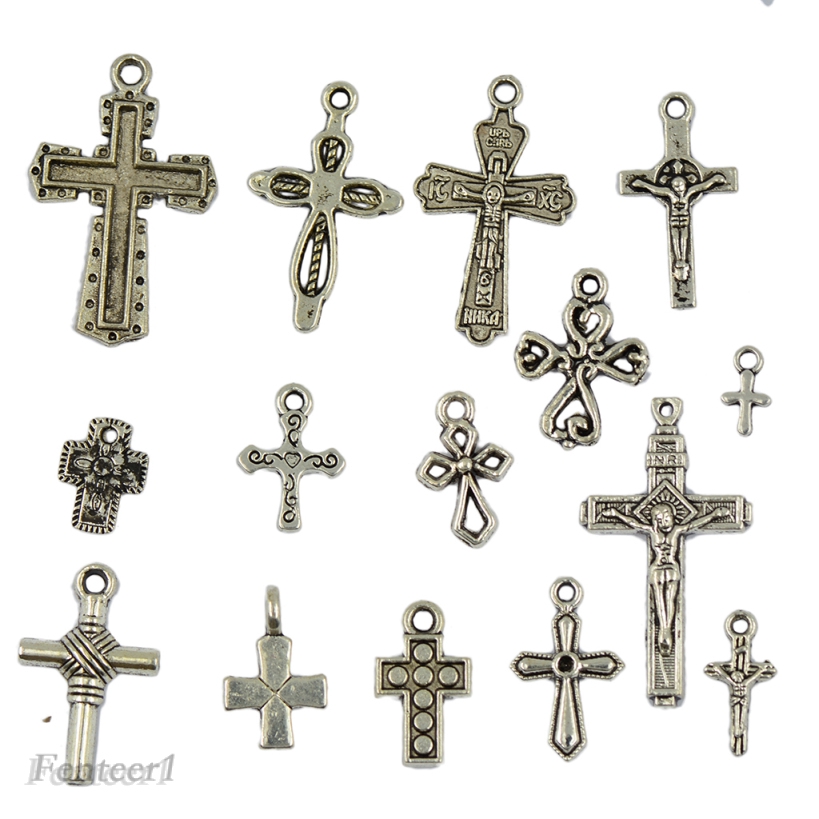 1 [Fenteer1] 50 Mặt Dây Chuyền Hợp Kim Bạc Hình Thánh Giá