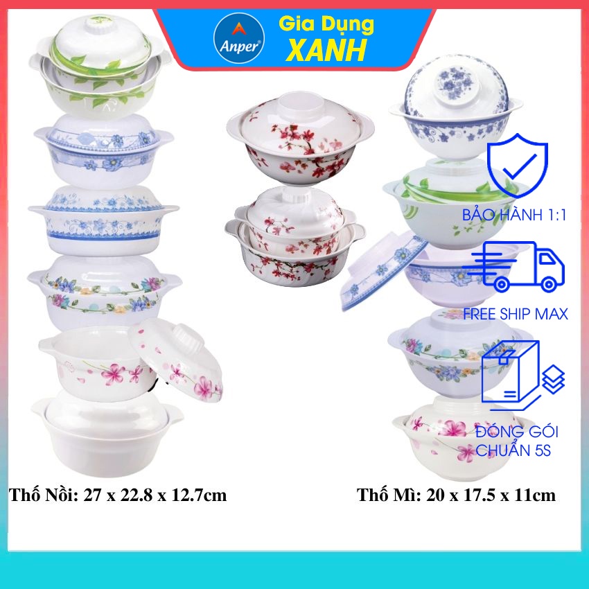 Thố nồi tô nhựa Melamine ANPER 20cm - 27 cm cao cấp Nhật Hàn Dish plate đĩa chén bát dĩa đẹp