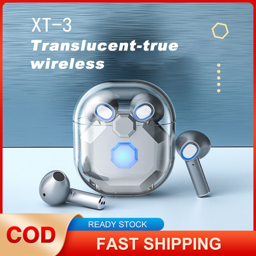 Tai nghe không dây Bluetooth 5.0 TWS XT3 trong suốt kèm mic rảnh tay cho điện thoại