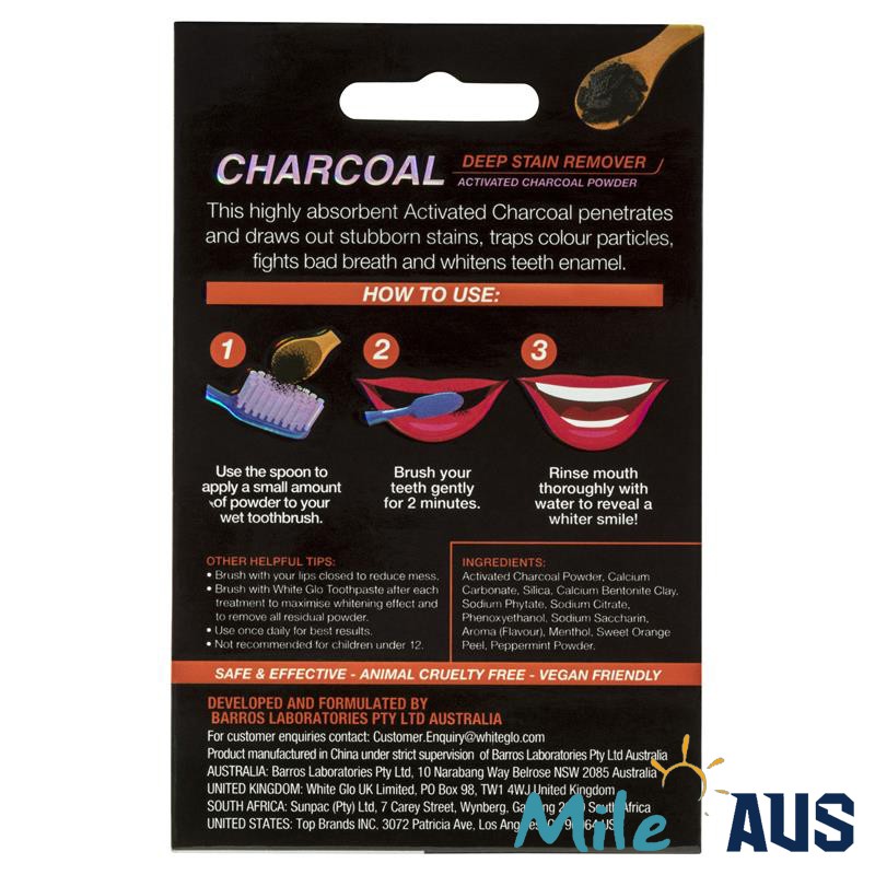 Bột than hoạt tính tẩy trắng răng White Glo 30g