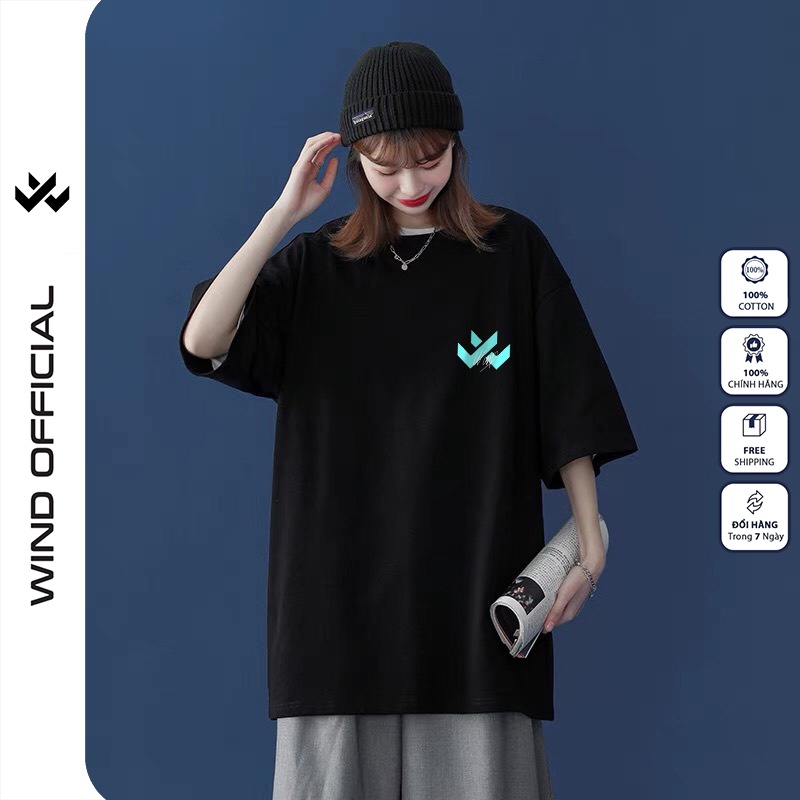 Áo phông nam WIND 65% cotton tay lỡ unisex form rộng ROBOT nam nữ oversize