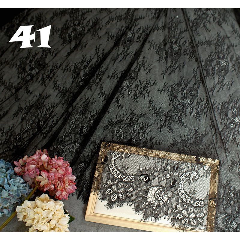 Vải Ren Màu Trắng/Đen Dài 3M Rộng 150cm Dùng May Đầm Cưới