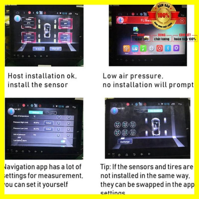 Cảm Biến Áp Suất Lốp Trong Ô Tô TPMS Dành Cho Màn Hình DVD Android - TABISO