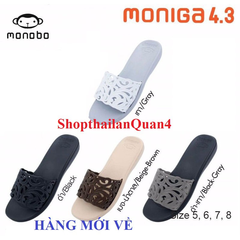 HCM- Dép Thái Lan nữ quai ngang hoa văn siêu nhẹ, êm MONOBO moniga 4.3
