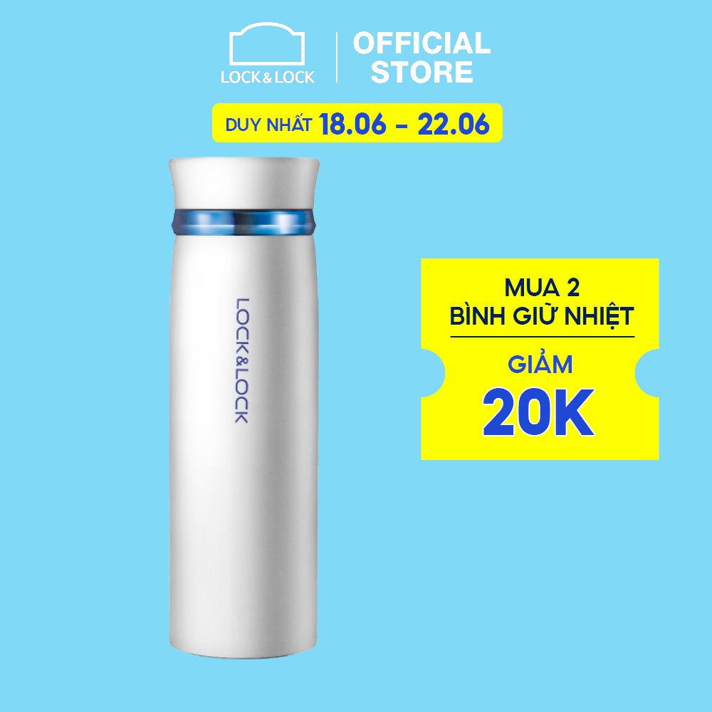 [Mã LIFEHL25 giảm 10% đơn 350K] Bình giữ nhiệt Lock&amp;Lock Feather Light 450ml - Màu Trắng / Xanh [LHC4131WB]