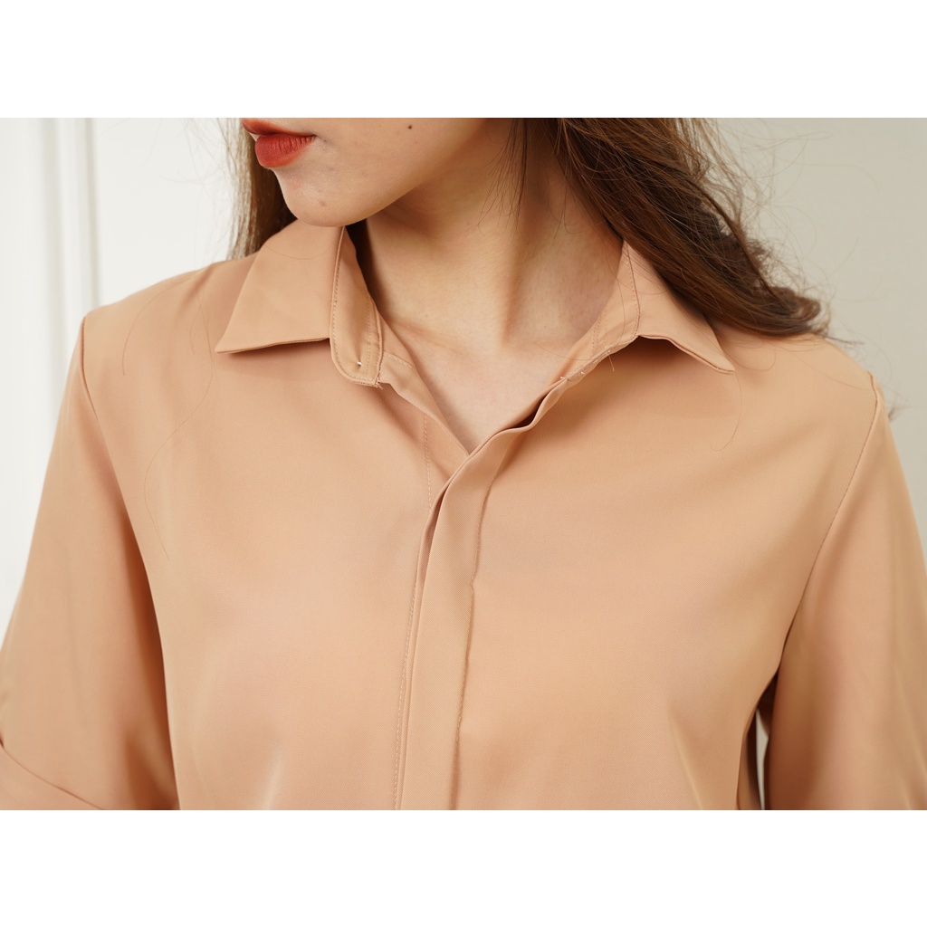 Áo sơ mi nữ ngắn tay, áo công sở cộc tay form rộng màu Trắng Đen Be Xanh MISS CLOTHINGS SM-02 | BigBuy360 - bigbuy360.vn