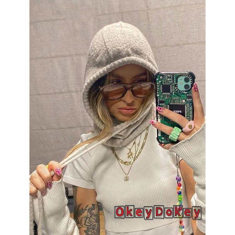 Mũ beanie Trùm Đầu Kiêm Khăn Choàng Cổ Giữ Ấm Mùa Đông Cho Nữ